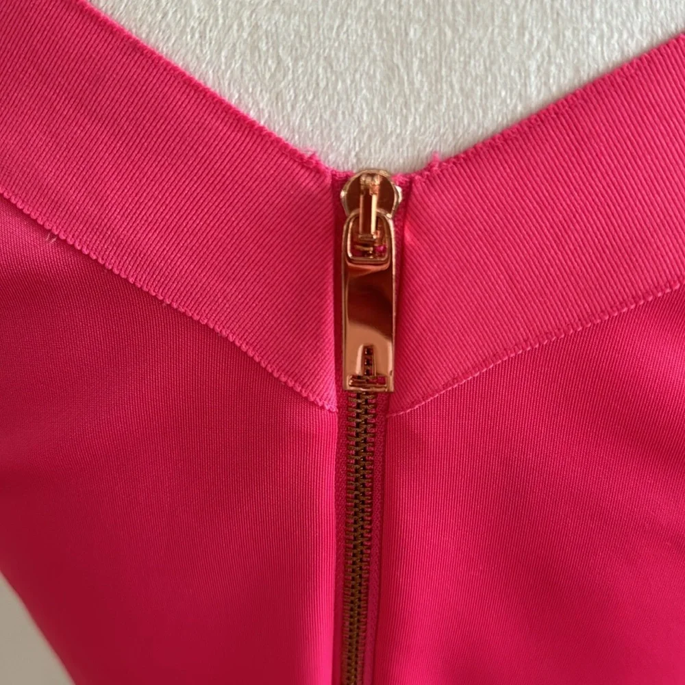 Ted Baker London Jaimie Fuchsia Pink‎ Dress with Gold Buckle Straps Size 2
